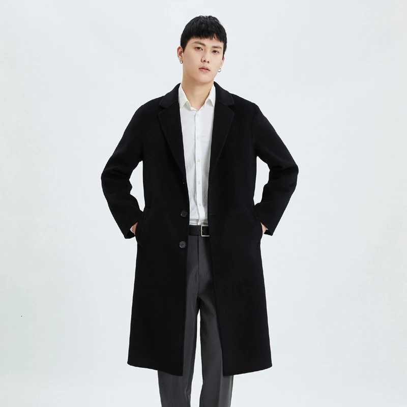 High End 100 Cashmere Mens Jacket Black Elegant Winter Coat Man Guangzhou Luxury Clothing Woolen Coats Wool 100 Long JacketT251213