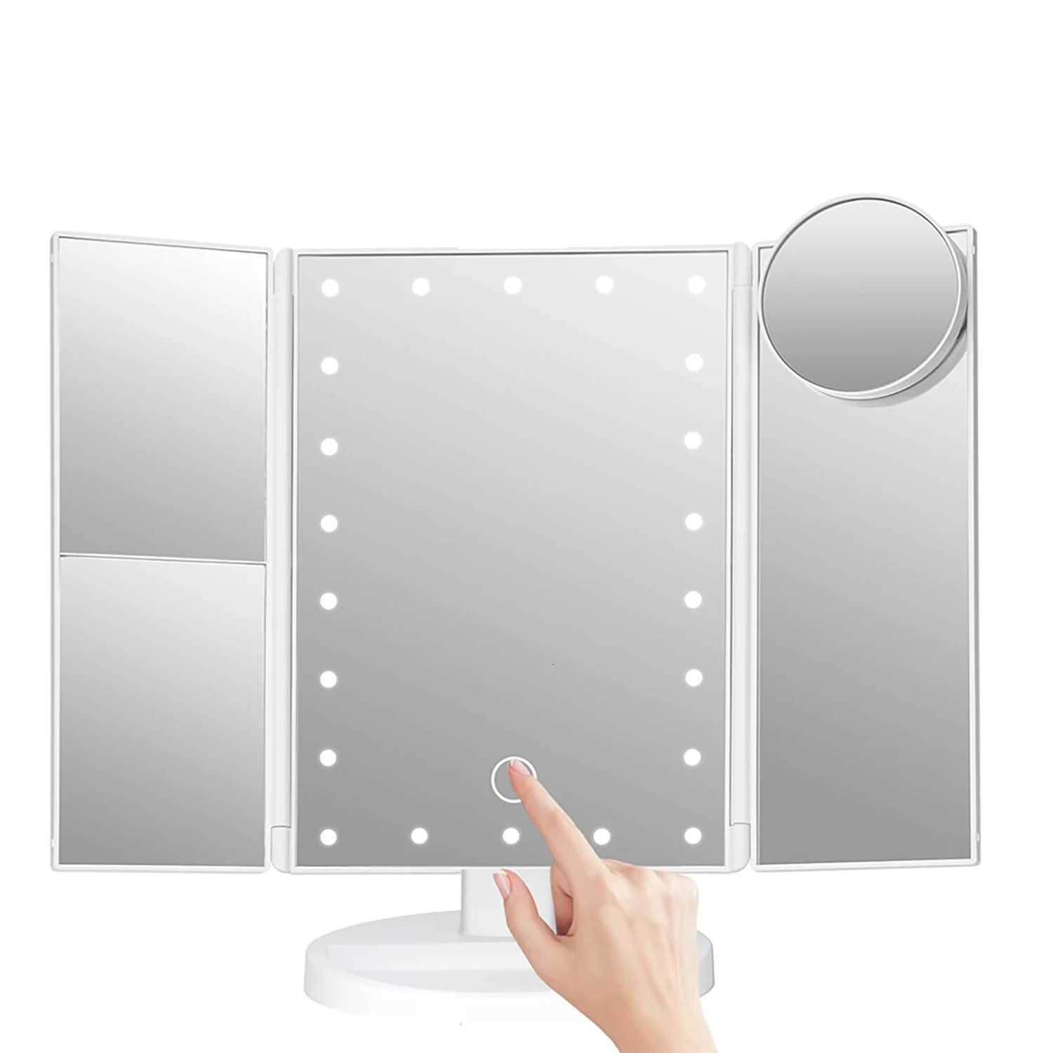 Fashionable foldable LED magnifying makeup mirror desktop organizer mirror a wonderful gift for Valentines Day birthdayT251213-image-1088274915