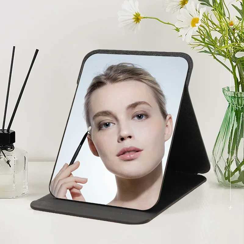 Folding Makeup Mirror High-quality Portable Desktop Makeup Mirror Single-side Creative Women Solid Color Standing Makeup MirrorT251213-image-1088274366