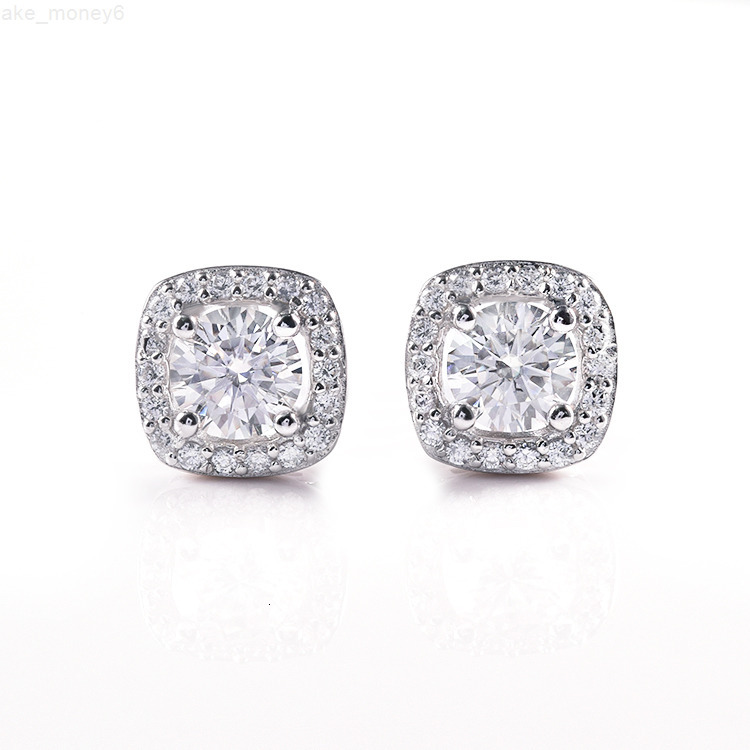 moissanite earrings High Quality 18K White Gold Plated Moissanite 925 Sterling Silver Stud Earrings for Women