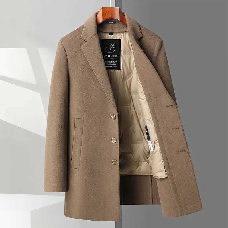 High Quality Long Boutique Down Inner Liner Double-sided Ni Coat Mens Winter Coat 2024 New Wool Coat Two-piece Set M-4XLT251213