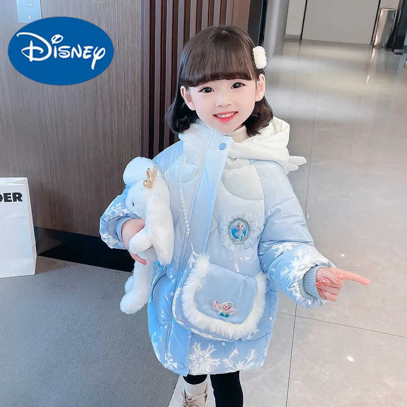 Disney Frozen Elsa Baby Girls Winter Jacket Coat New Kids Clothes Fashion Windbreaker Velvet Thicken Wing Hood Outerwear for Children H251213-image-1088254146