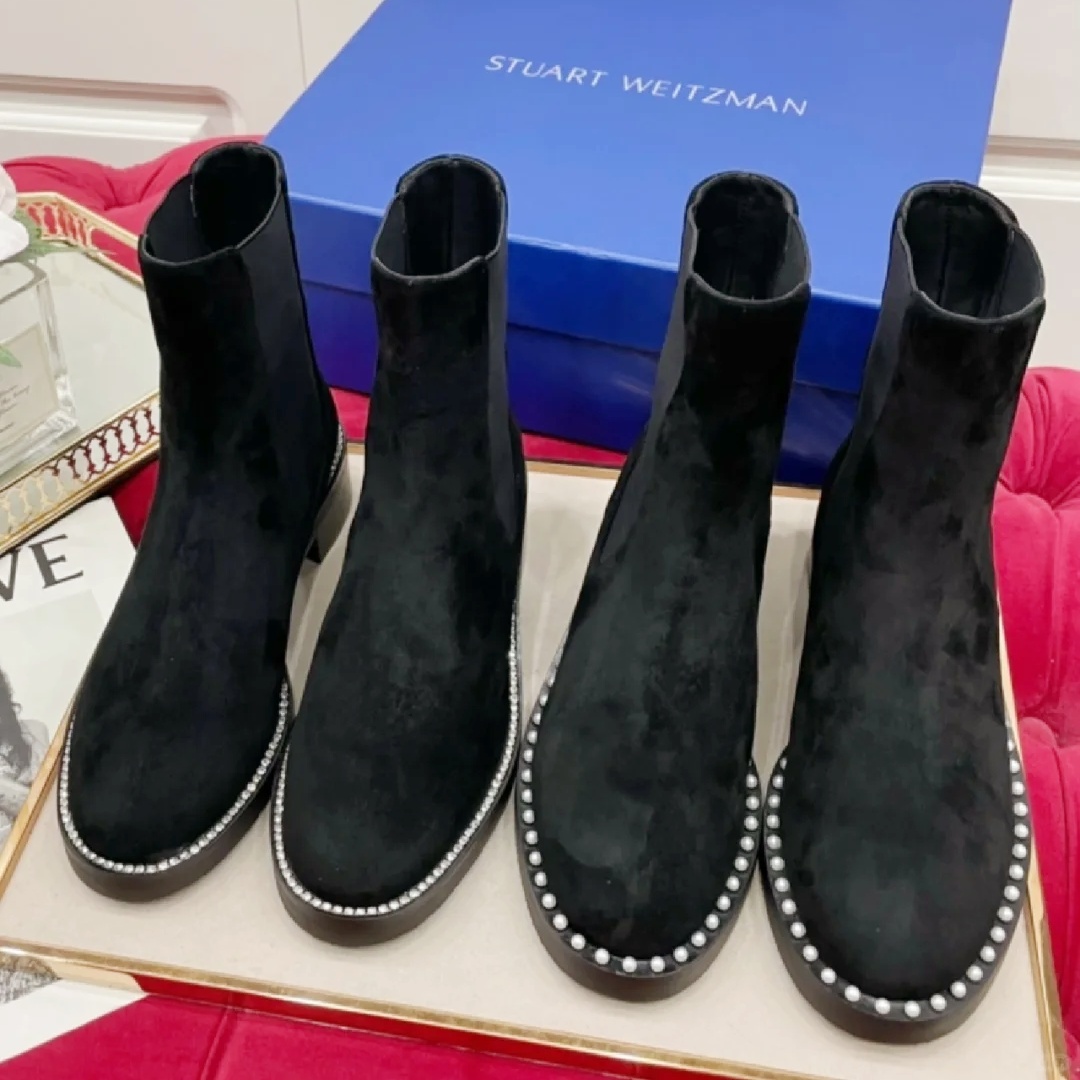 Fashion stuart weizman boot Woman Designer Platform boots Suede Leather Mini Ankle ski Boot Luxury Fur Martin Work boot Black booties classic wedge