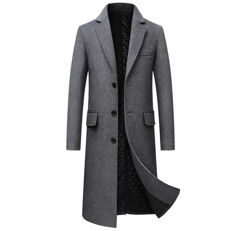 Autumn and Winter New Woolen Coat for Mens Slim Fit Wool Fashion Casual Jacket Long Blends TopT251213