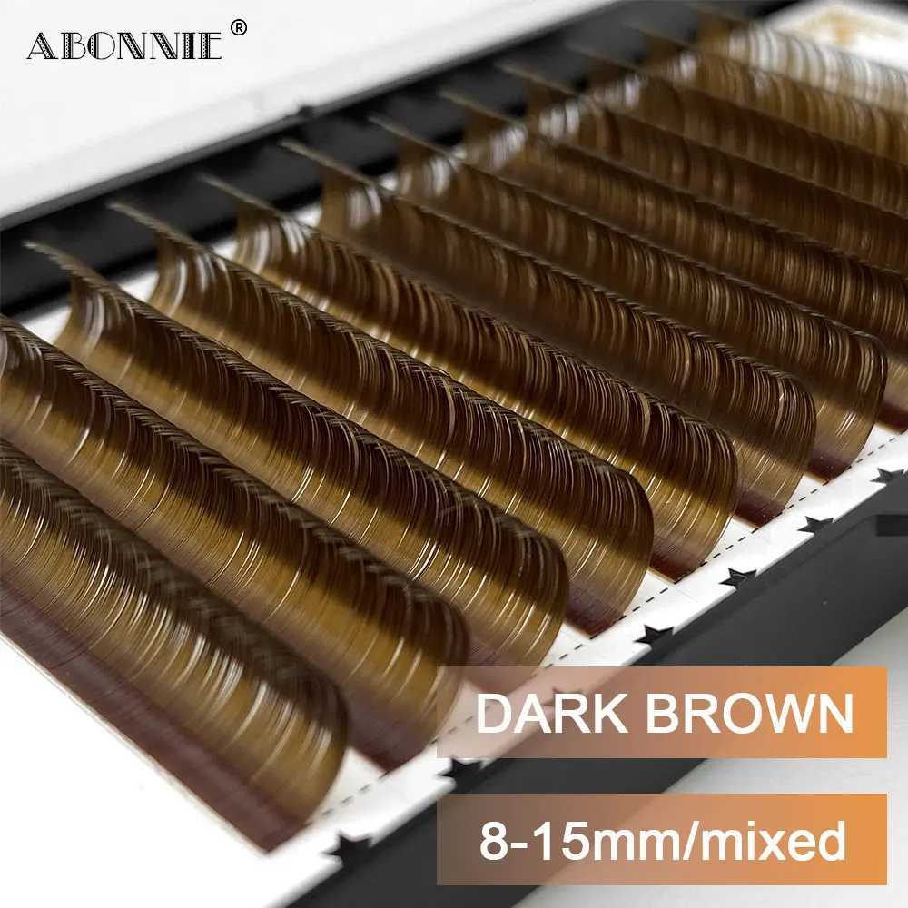 ABONNIE Dark Brown Eyelash Extension Mix 8-15mm Mink Individual Eyelash Lashes High Quality Color Natural Korean EyelashesT251212-image-1088232672
