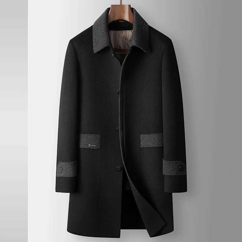 TOP Mens Thicken Woolen Coats 2025 Winter Business Casual Warm Wool Windbreaker Jackets 90 Down Inner Overcoat ClothingT251213