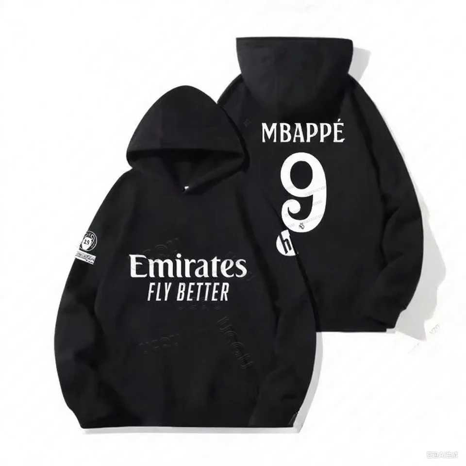 Mbapp No9 Pullover con cappuccio da calcio per uomo Donna Inverno Oversize Casual Felpa a maniche lunghe in cotone sciolto Felpe casual Q251212
