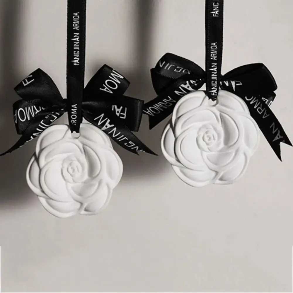 Car Perfume Pendant Camellia Blossom Plaster Aromatherapy Pendant Solid Air Purifying Balm Plaster Wax Car Interior Accessories luxury designer H-image-1098004635