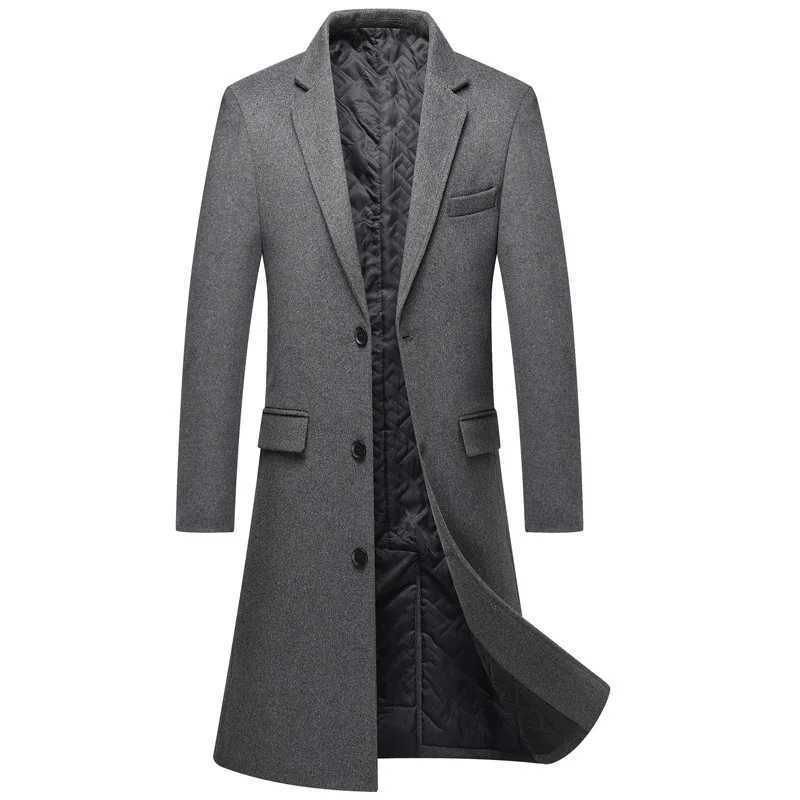 In Stock Autumn and Winter New Styles for Middle-aged Men Medium To Long Woolen Coats Thick Blends Jacket for MenT251213