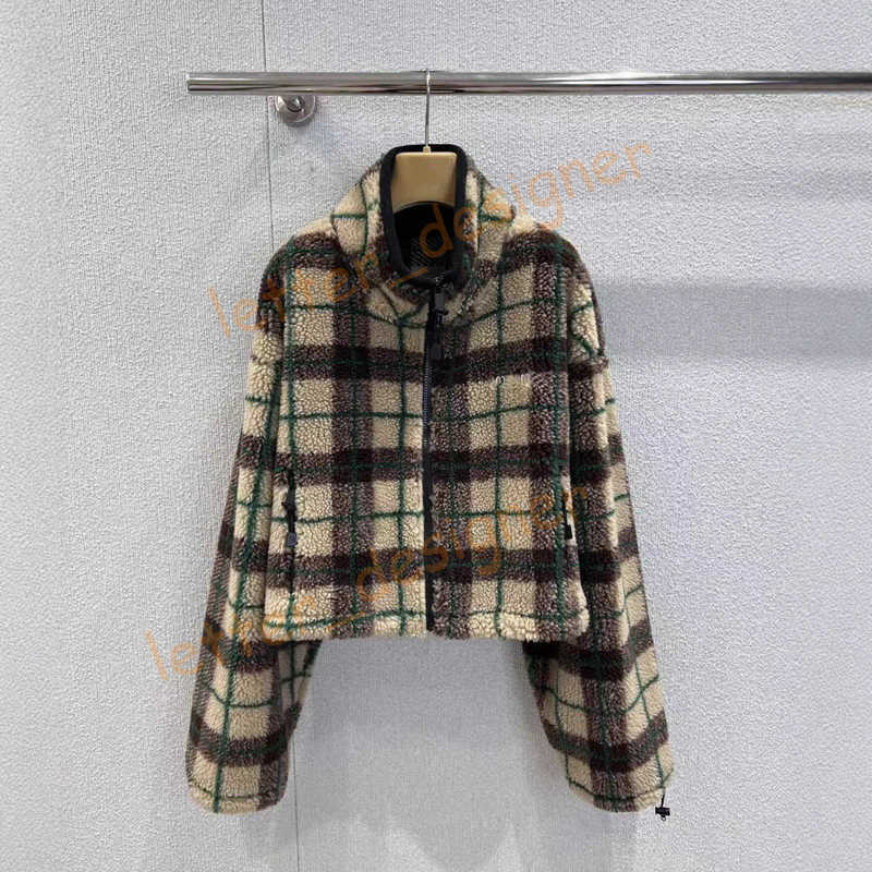 Designer Women's Jackets Women's Clothing Brand 25 Autumn Winter New College Style Stand Collar Plaid Embroidered Fleece Jacket Coat