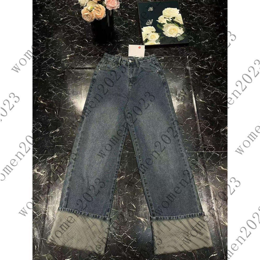 Jeans da donna di design Pantaloni casual a gamba dritta di alta qualità con gambe piegate Tessuto premium adatto per l'uso quotidiano in varie stag