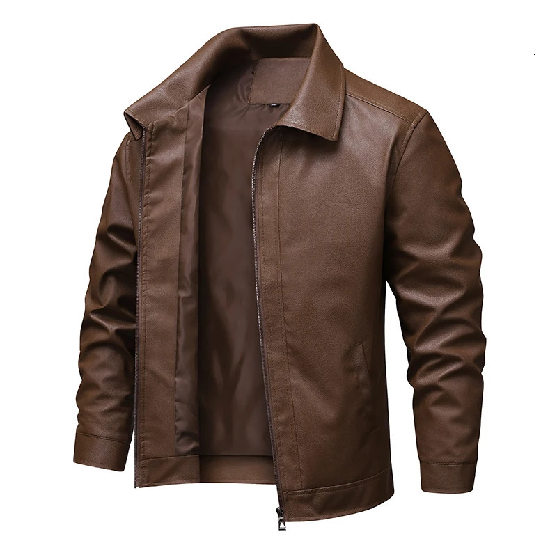 Men Faux Leather Jacket Autumn Winter Biker Jackets Fashion Black Motorcycle Leather Coat Outwear Casual Streetwear Windbreaker 251211