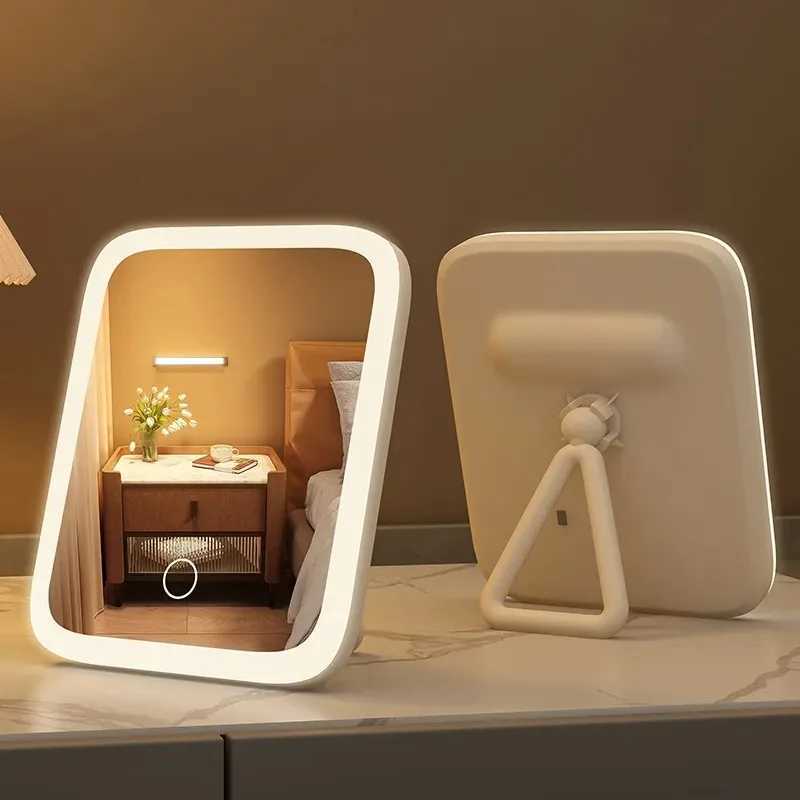 LED Smart Student Dormitory Desktop Fill Light Small Mirror Makeup Mirror with Light Girls Bedroom Dressing Table Mirror GiftT251213-image-1088316257