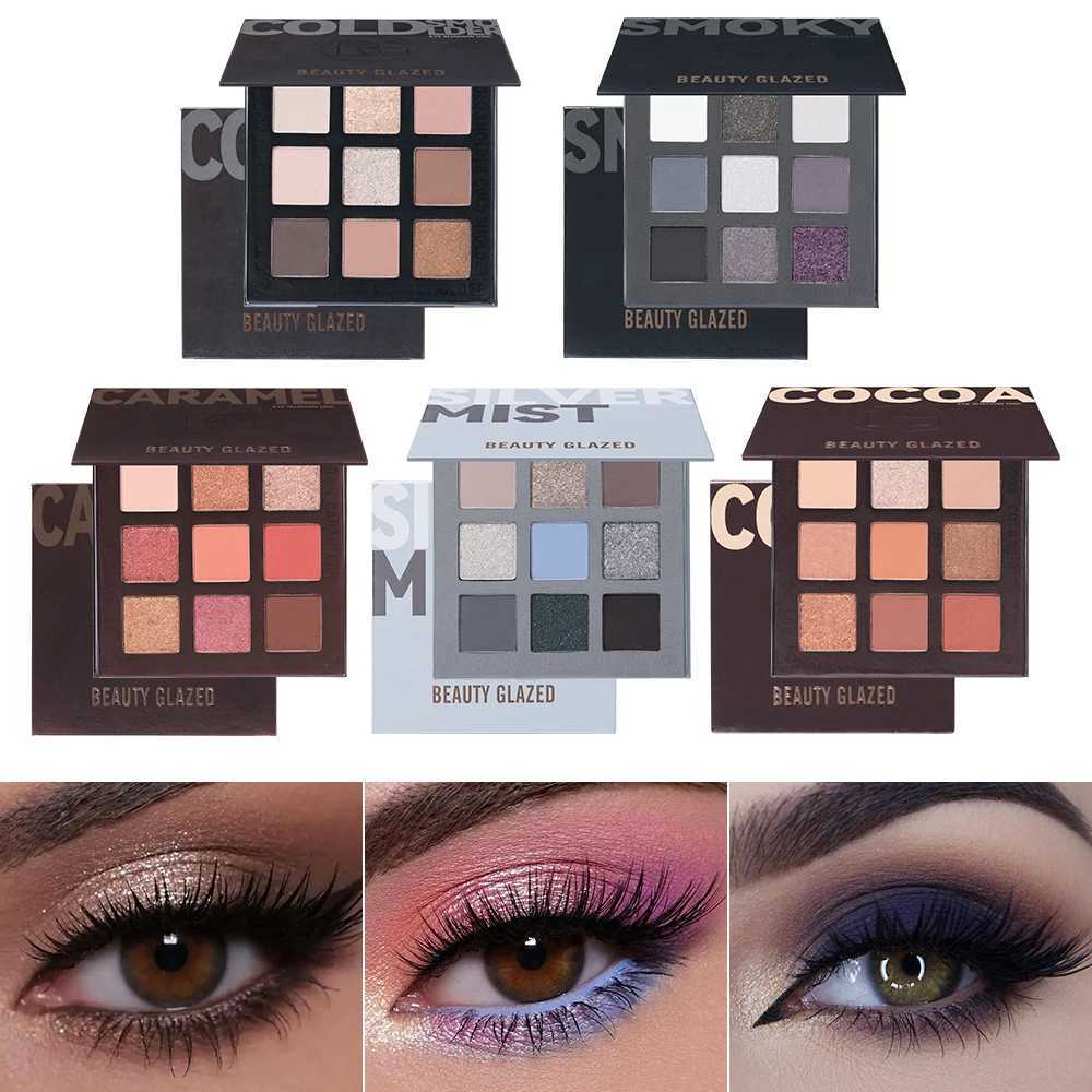 Beauty Glazed 9 Colors Eye Shadow Disc Makeup Palette Matte Shimmer Eye Pigmented Powder Make Up New Warm Earth Color Eyeshadow M251213-image-1088285336