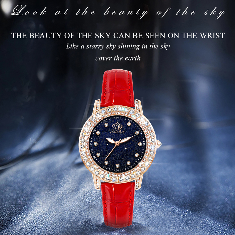 Designer Luxury Watch Brand Sparkling Starry Sky Watch Suitable For Women Fashion Luminous Moissanite Inlaid Waterproof High Quality Quartz Watch