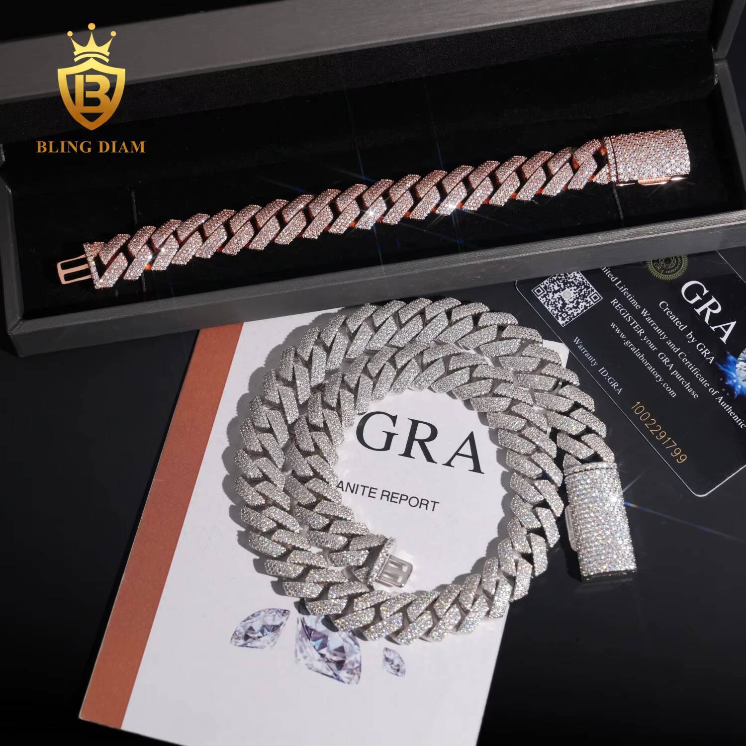 Wholesale Pass Diamond Tester 15MM Moissanite Cuban Necklace Vvs Ice Out Diamond 925 Silver Fine Cuban Link Chain Jewelry