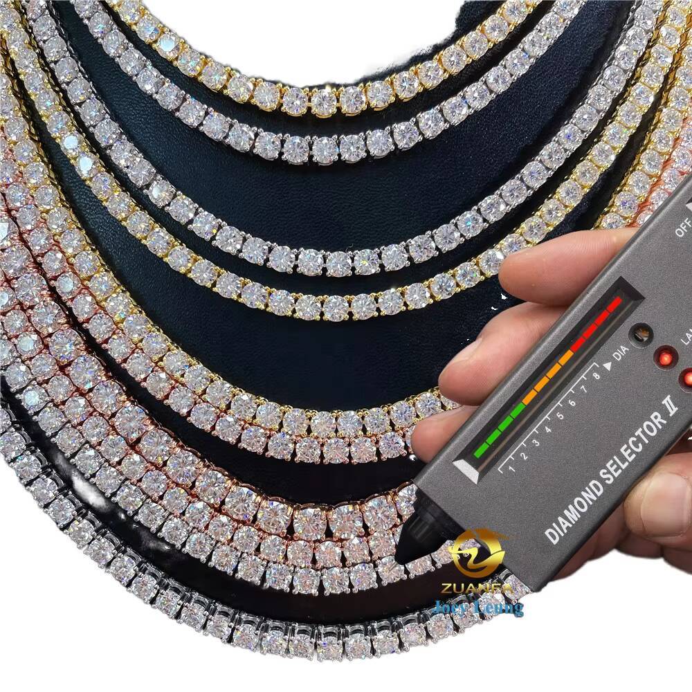 4mm 16/18/20/22/24 Inches Moissanite Tennis Chain Hiphop Chain 925 Silver Gold Plated Jewelry Tennis Chain