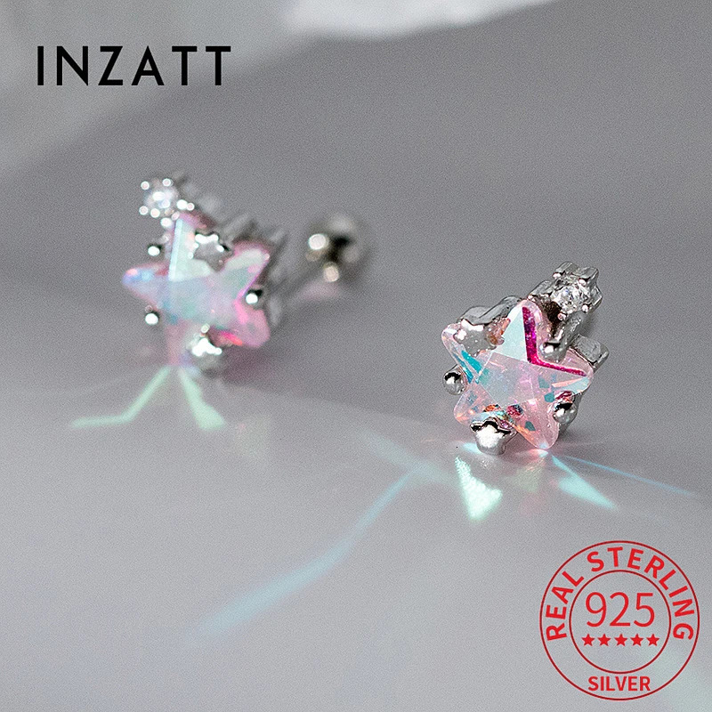 INZATT Real 925 Sterling Silver Illusory color Zircon Star Stud Earrings for Women Classic Fine Jewelry Minimalist Accessories 251210