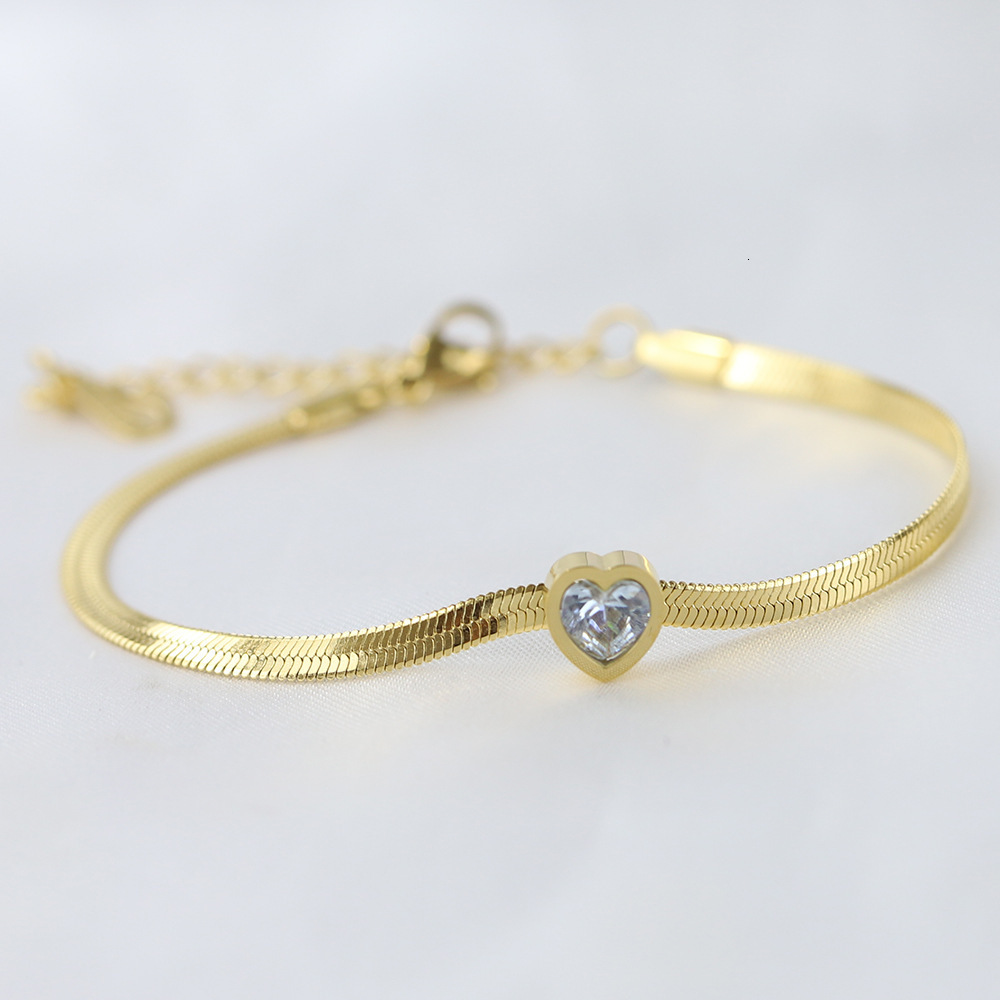 Light Luxury Elite Jewelry Set World Cup Retro French Fashion 18K Gold Plated Stainless Steel Inlaid Green White Pink Heart Zircon Snake Chain Brace