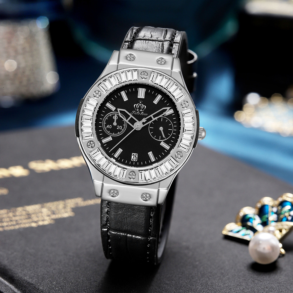 Designer Luxury Watch Men's Leisure Fashion Round Dial Leather Strap Women's Watch Elegant And Noble Moissanite Waterproof Quartz Watch