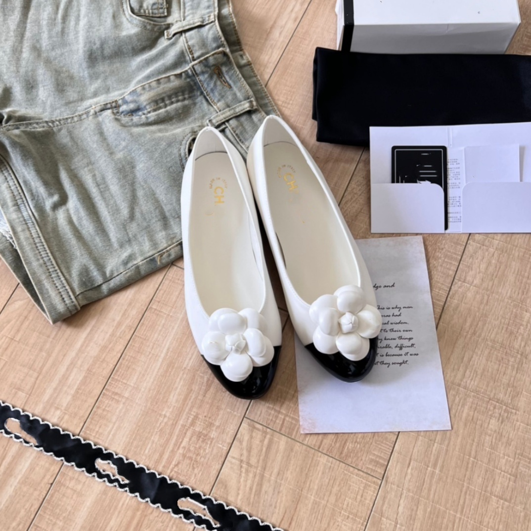 Digner sho Paris digner Black Ballet Flats Sho Women Quilted Genuine Leather Slip on Ballerina Luxury Round Toe Ladi Drs Sho 2C Fashion loafer f1 3f