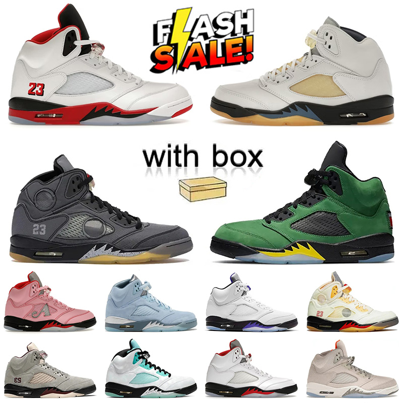 Top Fashion Men Basketball Shoes With Box Sneakers 5 5s Sail Black Muslin Off-Noir Burgundy Hare Mens Outdoor Sports Trainers Athletic Big Size 40-4