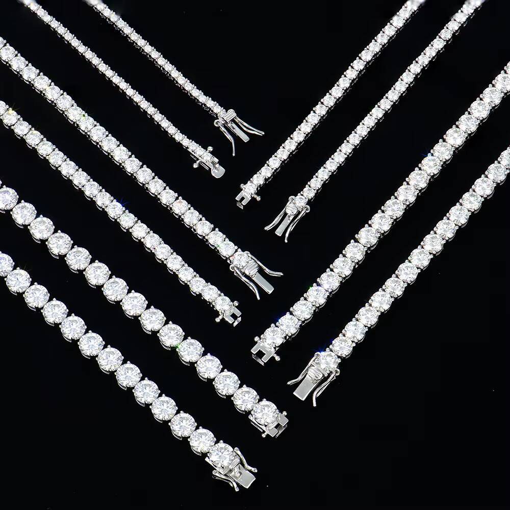 High Quality 2-6mm 925 Sterling Silver Tennis Chain with EF VVS Moissanite GRA Certificate Fashion Jewelry for Men Women Gift