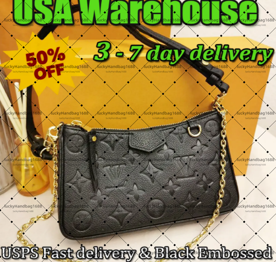 Designer Bag Ladies Letter embossed Shoulder Bag Cowhide leather Luxury Bag High Quality Women's Handbag Purse Metal chain Crossbody Bag Black