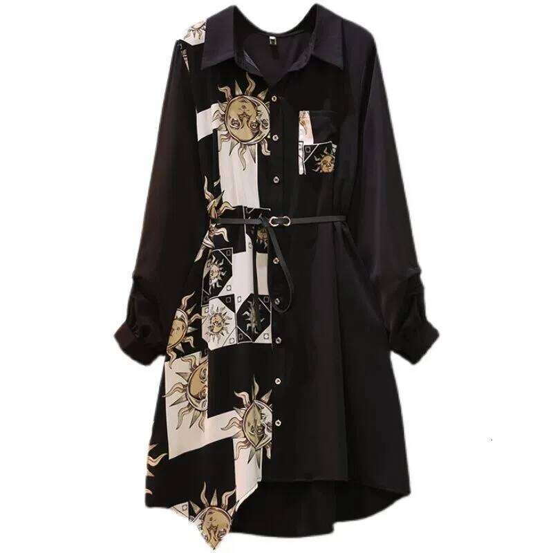 Designer Clothes Long Dress Big Size Women New Spring Summer Shirt Tops Fashion Printing Dresses Coat Single Breasted Loose Vestidos Female Hot Sell