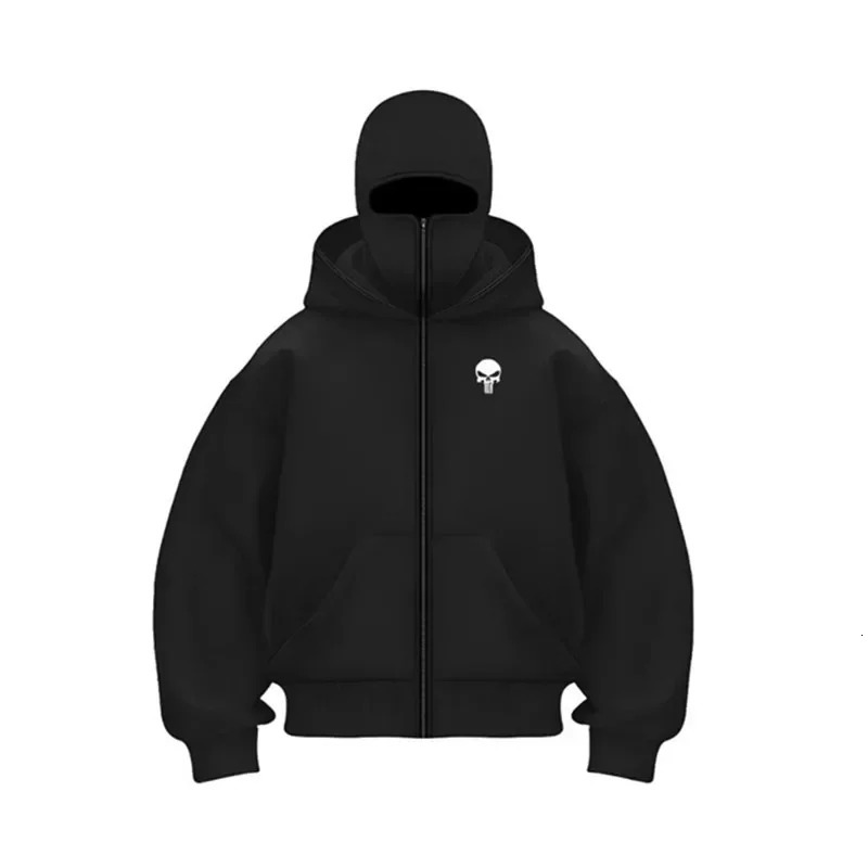 Felpa in pile con doppio cappuccio unisex Felpa con cappuccio passamontagna da donna Mezza zip Vestito caldo per l'autunno inverno Abbigliamento uom