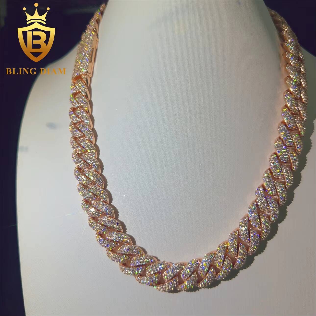 GRA Certificated Fashion Hip Hop VVS Miossanite Iced Out Diamond 16mm Sterling Silver 925 Miami Cuban Link Chain Fine Necklace
