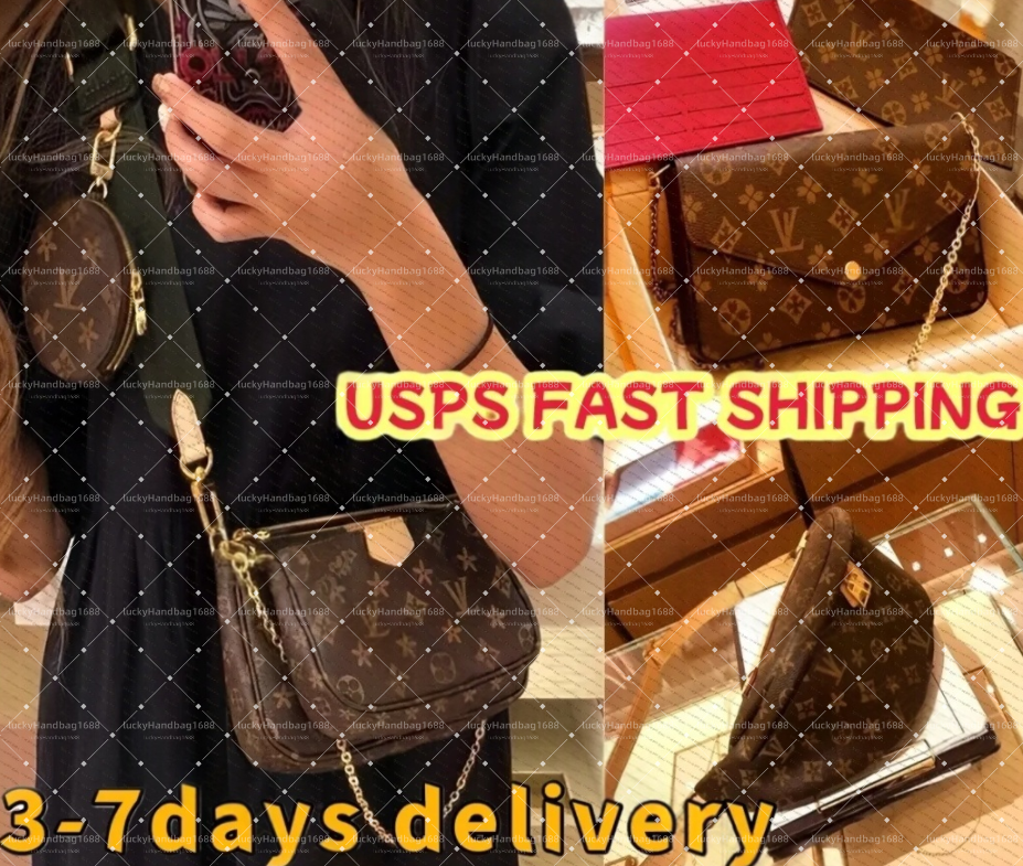 12A Luxurys Designer Tote Bags Women Crossbody Genuine Leather Purse Fashion Flower Lady 3 Multi FELICIE POCHETTE Chain M61276 Shoulder Bag ladies H
