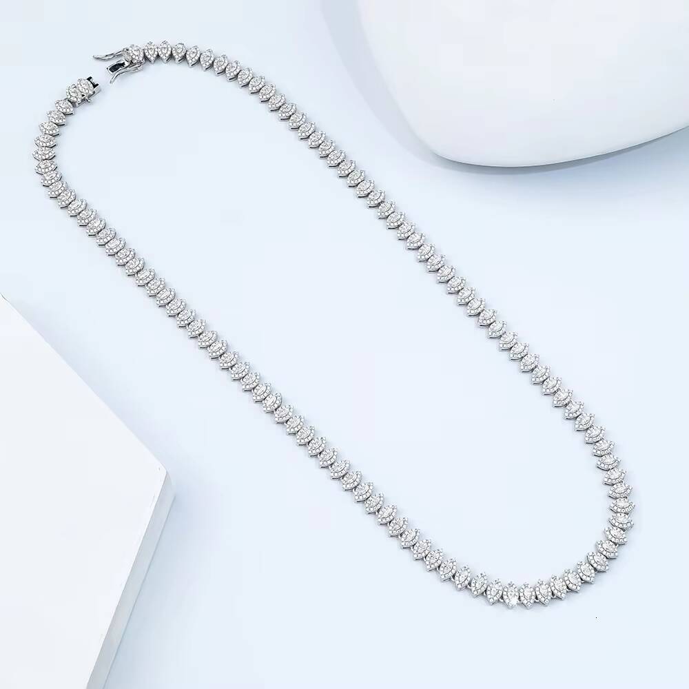 Fine Jewelry Marquise Necklace Cuban Tennis Chains 925 Sterling Silver Moissanite HIPHOP Fashion Trendy Jewelry