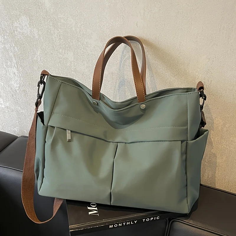 Stylish Nylon Women Tote Bag Shoulder Bag Featuring Two Pockets Large Capacity Commuting Handbag 251211