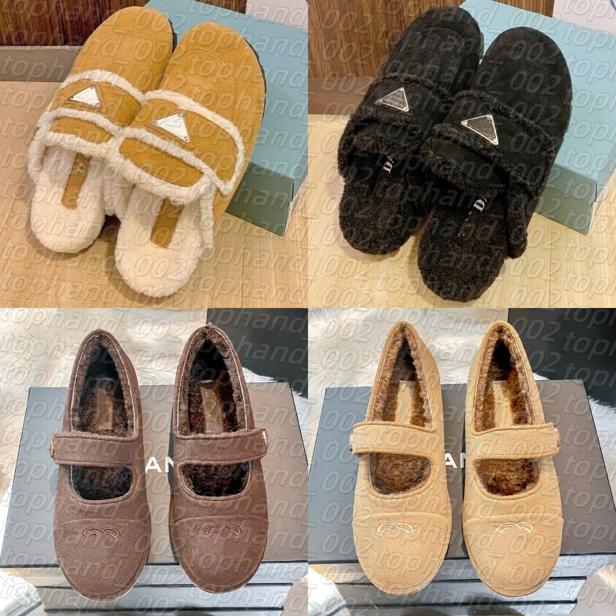 Brown black Womens sandal fur slippers Designer Mule Fluffy Scuffs shoe Luxurys Suede Leather Flat tazz slide Furry Loafers comfortable sliders Outd