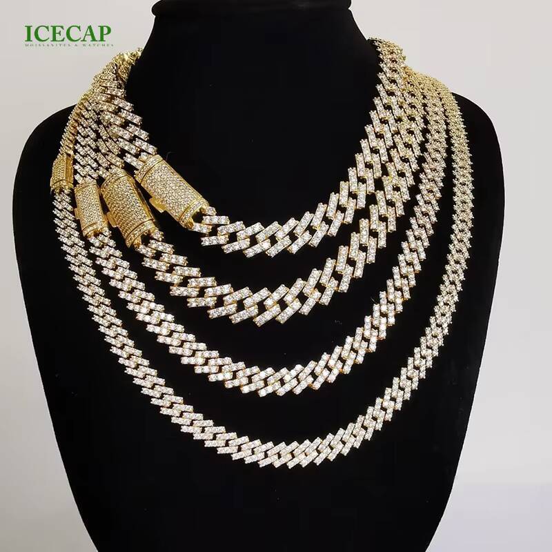 Zhixuan Custom 925 Silver Diamond Necklace Fully Iced Out Baguette Cut VVS Moissanite Hiphop Style Cuba Chain
