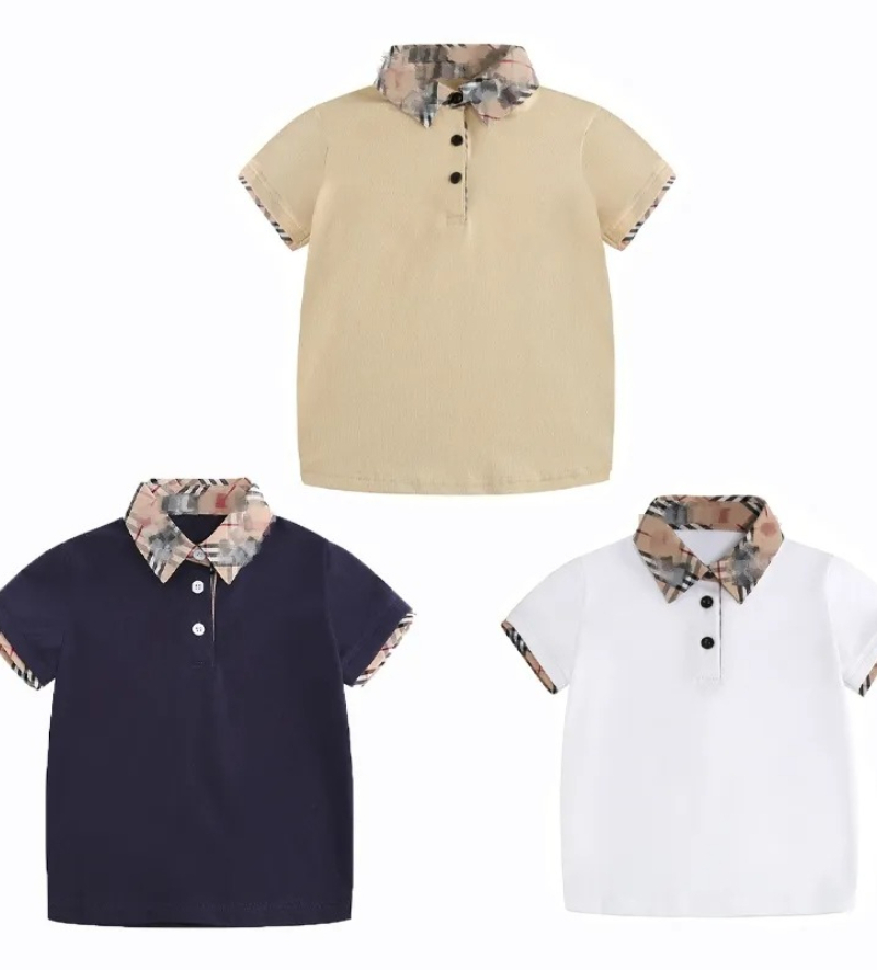 Luxury Baby Designer Clothes Plaid Polo Kids Tracksuit Tshirt Baby Boys Girls Sport Toddler Active Clothing 002