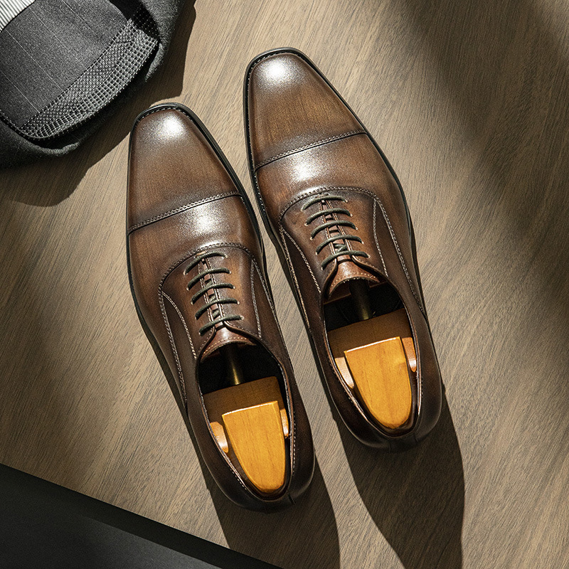 Fashionable men's genuine leather business dress leather shoes high-quality office commuting first layer cowhide high-end exclusive gentleman d