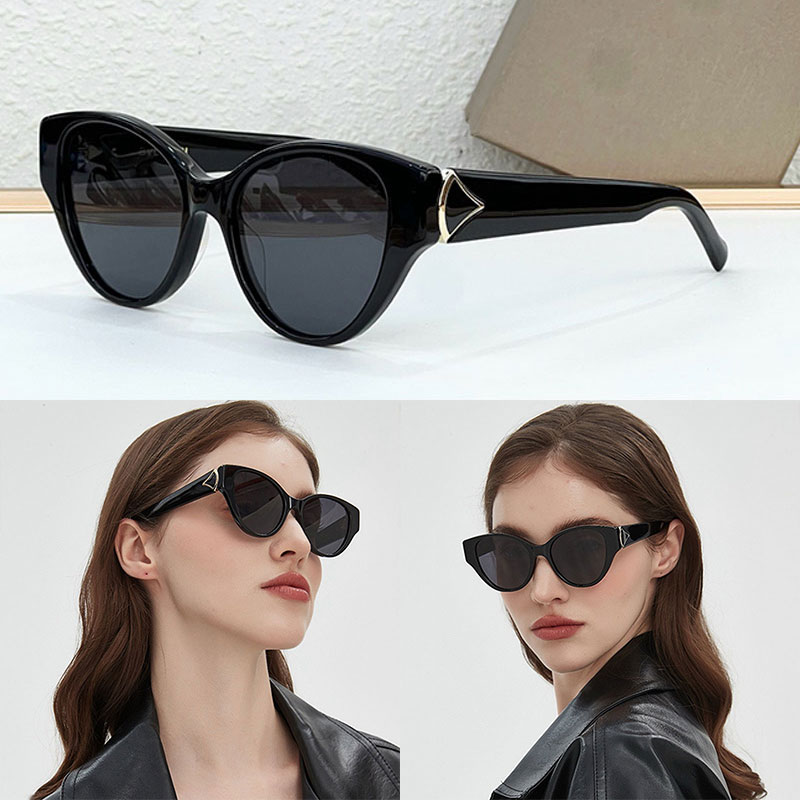 26ss Spring Women New Sunglasses Designer Black Cat Eye Acetate Frame Metal Logo Casual Wear Street Spicy Girl Style Sunglasses BV50063 with Box