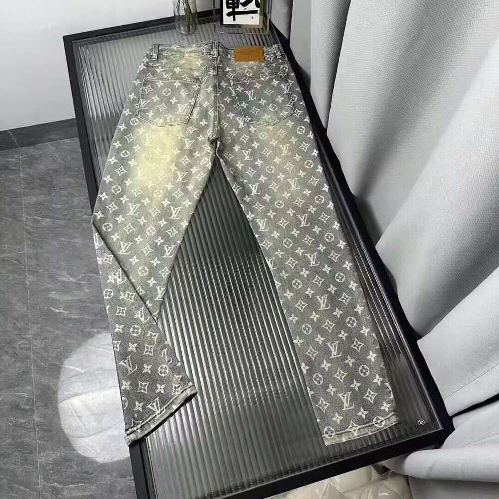 Designer Light Luxury Clothing Plus Size Trendy Brand Men's European And American Style Handsome Jeans Straight Slim Fit Flared Long Pants Fash