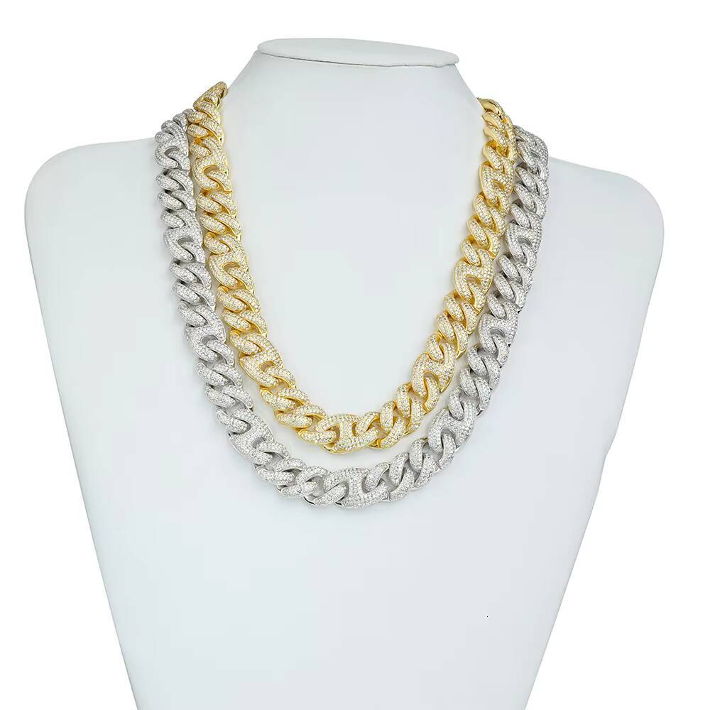 Stocks Fine Jewelry Moissanite Necklace Wide Diameter 925 Sterling Silver VVS1 DEF Color Moissanite Cuban Chain Hip Hop Jewelry