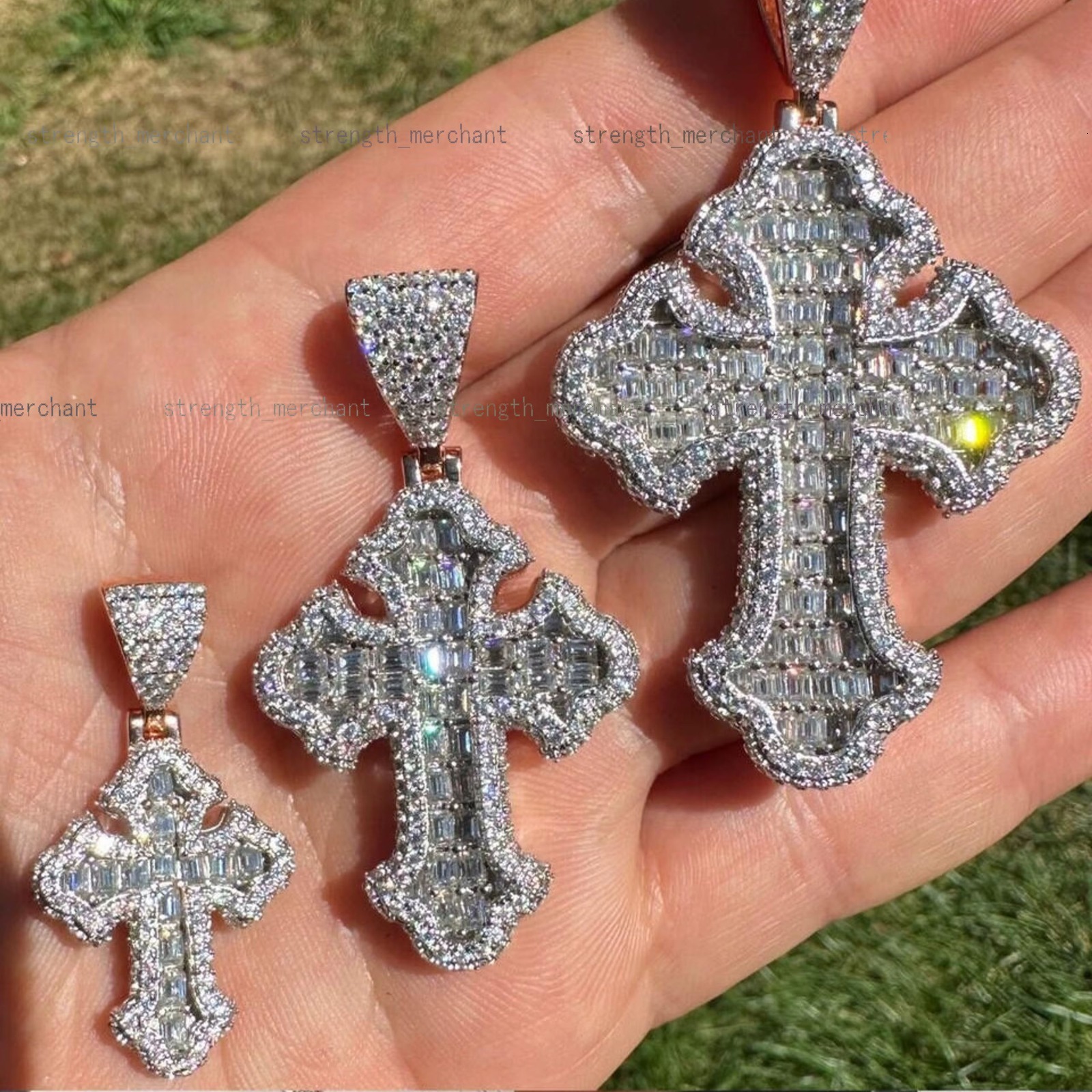 Pendentifs en diamant cultivé en laboratoire VVS de la meilleure qualité, en or 10K/14K, certifié GIA, classique rempli, rond, taille brillant, c