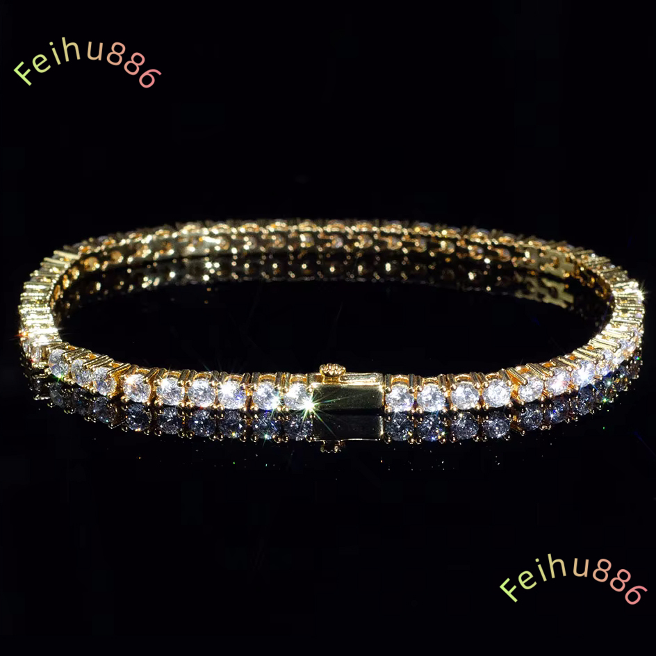 Custom HPHT Cvd Lab Grown Diamond Tennis Bracelet Necklace Chain 14K White Gold 3mm 4mm 5mm gra Certificate for Women