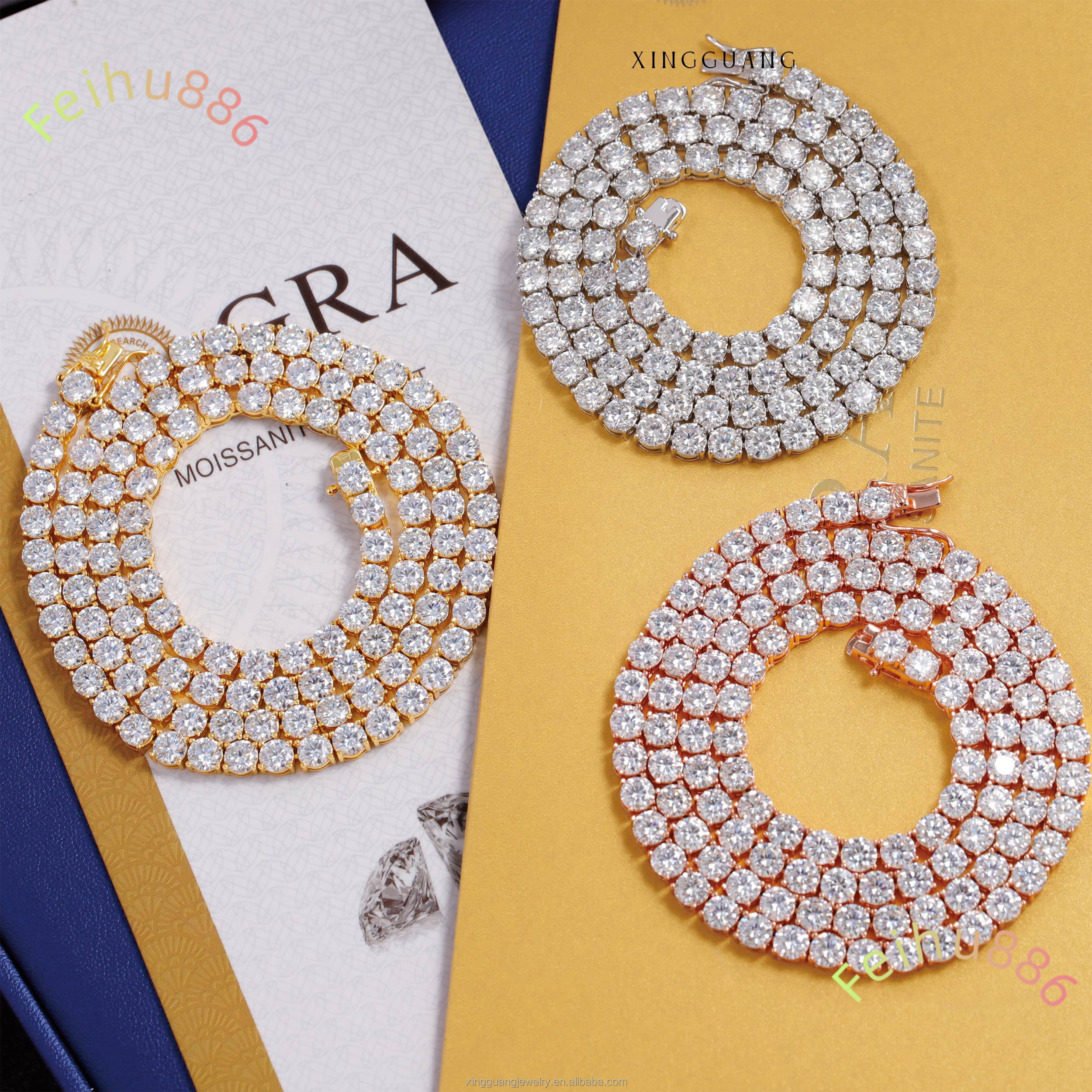 Lowest Best Price VVS Moissanite Tennis Chain Fine Jewelry 2mm-6mm in Stock S925 Silver GRA Moissanite Tennis Chain Necklace