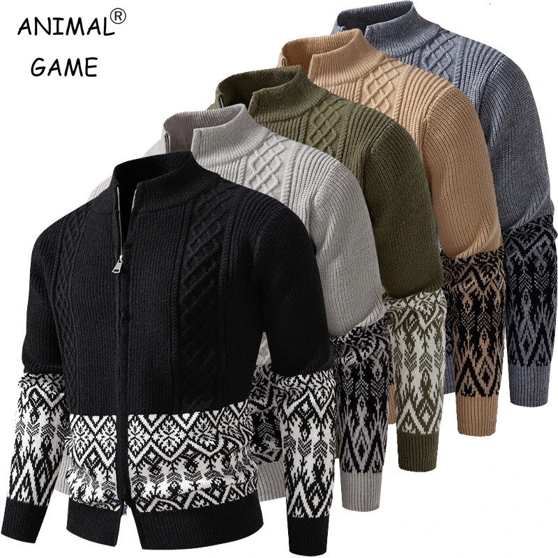 Animal Game Hallowmas Mens Cold Blouse Long Cardigan Sweater Warm Outdoor Thick Knitted Zipper Sweaters Knitwear Jacket 251211