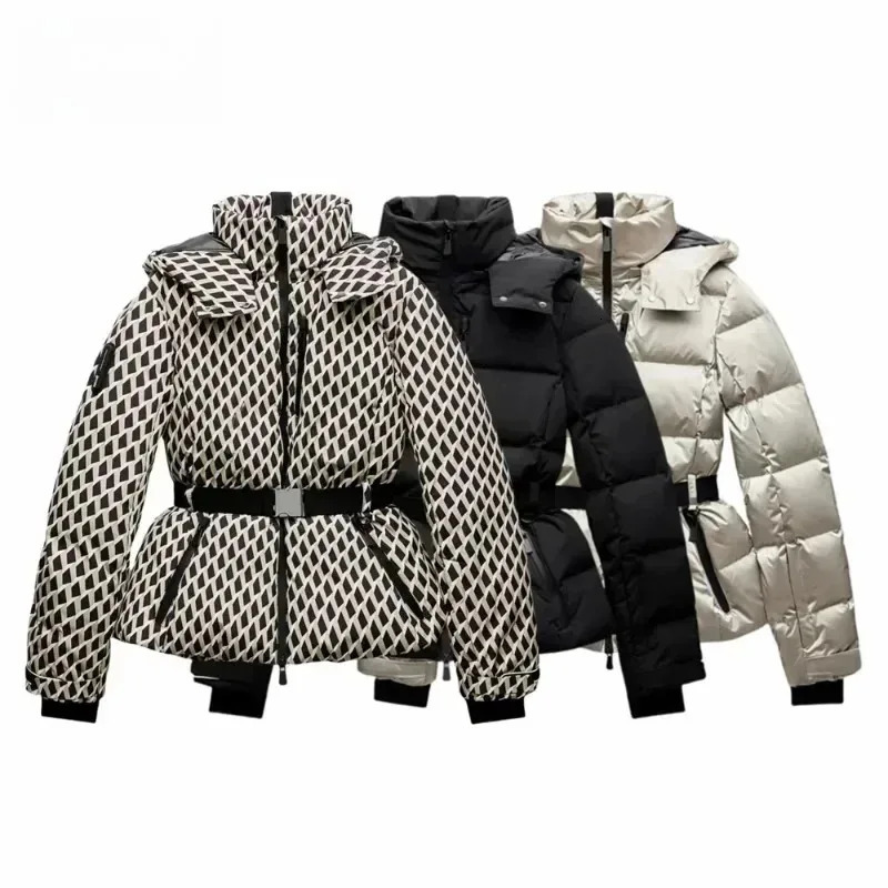 WomenS Fashion Waist With Belt Hooded Down Cotton Jacket Commuting Warm Windproof More Comfortable To Wear 251210
