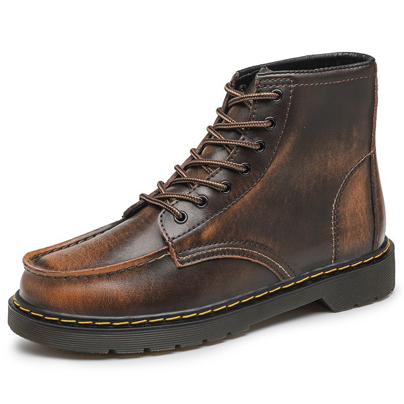 Designer boots 2025 Autumn and Winter Hot Leather Martin Boots with Velvet Warm and Versatile Casual Fashion Boots for Men black red brown