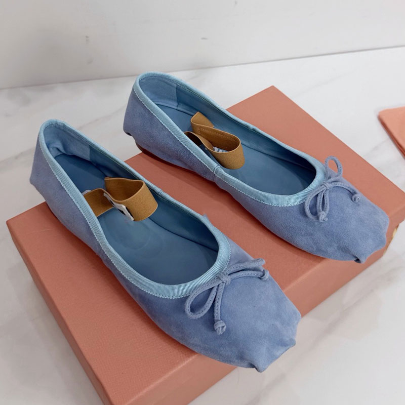 Fleece Ballerinas 5F794D Designer Round Toe Mary Jane Shoes Womens 2026 Spring Summer Bow Flat shoe Ladie Luxury Casual Shoes Leather Outsole Sizes
