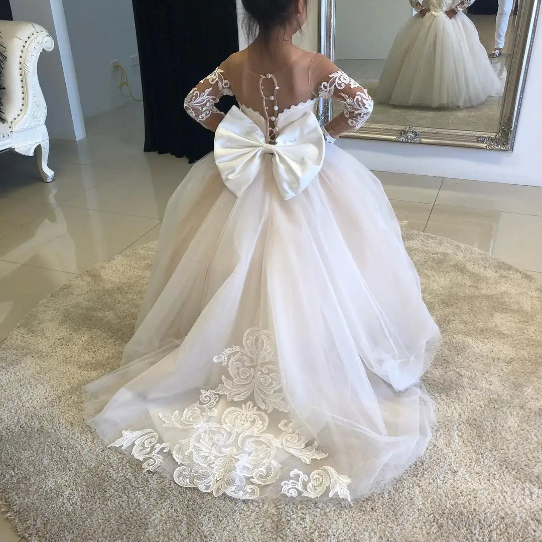 Abito da ballo per prima comunione per bambini, abito da damigella d'onore, festa di nozze, bambini 3-9 anni, pizzo, tulle, fiore, ragazza, vestire,