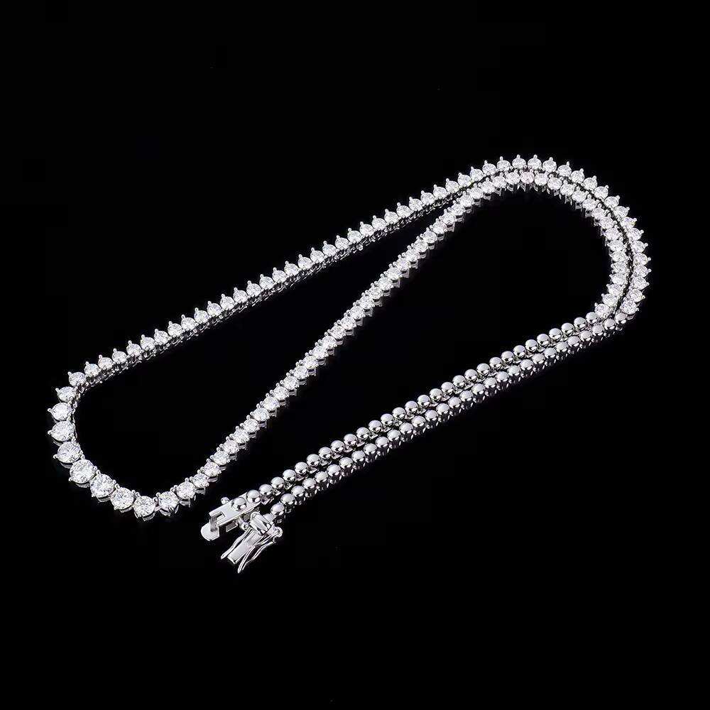 Personalized Custom Fancy Shapes Tennis Chain Necklace Iced Out Gra Certificate Moissanite Diamond 925 Sterling Silver Jewelry
